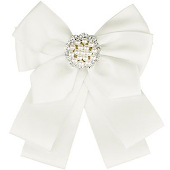 Women's Ribbon Brooch Bowknot Necktie School Uniform Pin Collar Bow Ties With Beads