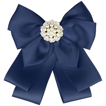Women's Ribbon Brooch Bowknot Necktie School Uniform Pin Collar Bow Ties With Beads