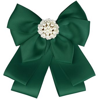 Women's Ribbon Brooch Bowknot Necktie School Uniform Pin Collar Bow Ties With Beads