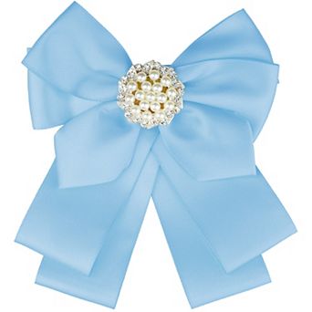 Women's Ribbon Brooch Bowknot Necktie School Uniform Pin Collar Bow Ties With Beads