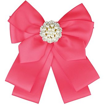 Women's Ribbon Brooch Bowknot Necktie School Uniform Pin Collar Bow Ties With Beads