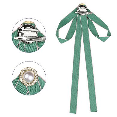 Women's Brooch Pin Bow Tie Satin Bow Brooch With Pearl For Wedding Party