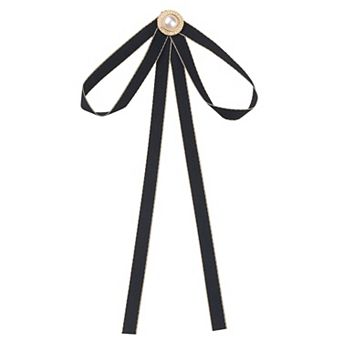 Women's Brooch Pin Bow Tie Satin Bow Brooch With Pearl For Wedding Party