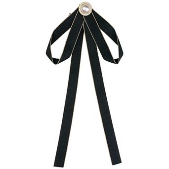 Women's Brooch Pin Bow Tie Satin Bow Brooch With Pearl For Wedding Party
