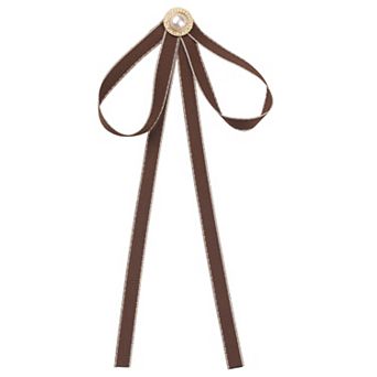 Women's Brooch Pin Bow Tie Satin Bow Brooch With Pearl For Wedding Party