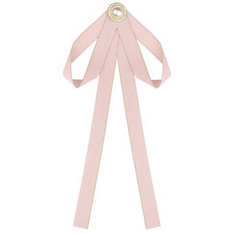 Women's Brooch Pin Bow Tie Satin Bow Brooch with Pearl for Wedding Party
