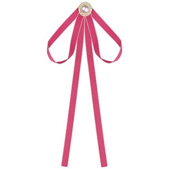 Women's Brooch Pin Bow Tie Satin Bow Brooch With Pearl For Wedding Party