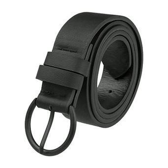Women's Black Casual Leather Belt With Black Buckle Ladies Waist Belt For Jeans Pant