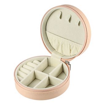 Portable Round Jewelry Box Jewelry Organizer Box For Travel For Trip 1 pc