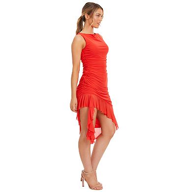 Quiz Women's Mesh Frill Asymmetric Midi Dress