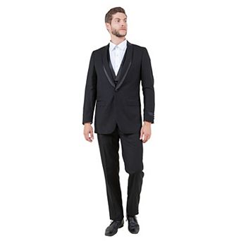 Men's 3 pc Tuxedo Set w/ Satin Shawl Collar & Expandable Pants
