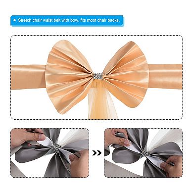 Stretch Satin Chair Sashes Bows Chair Bands Decoration Mesh Yarn ...