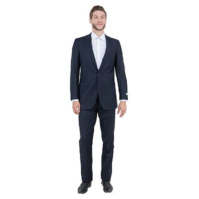 Tazio Mens Suit Two Piece One Button Peak Lapel Solid Suits Men s Size 40S Blue