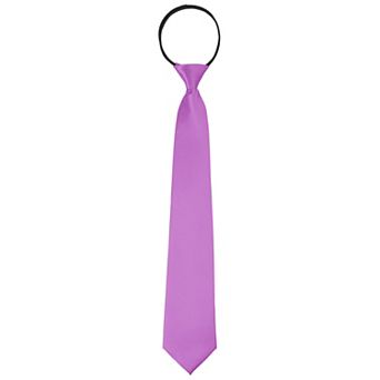 Solid Color Tie, Satin Shine Pretied Knot, Zipper Ties for Men Formal Casual