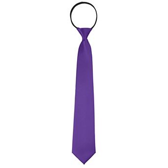 Solid Color Tie, Satin Shine Pretied Knot, Zipper Ties For Men Formal Casual