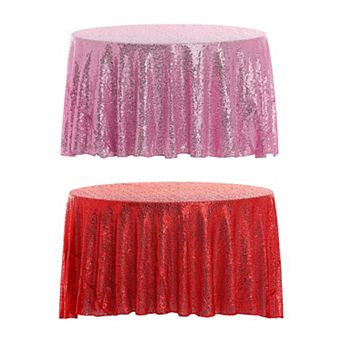 2 Pack Round Tablecloths, Polyester Sequin Table Covers For Dining Room Parties Or Dances 47"x47"
