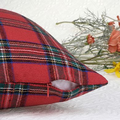 Pack Of 2 Festive Plaid Decorative Throw Pillow Covers Scottish Tartan Square Cushion Covers 20"x20"