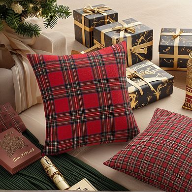Pack Of 2 Festive Plaid Decorative Throw Pillow Covers Scottish Tartan Square Cushion Covers 20"x20"