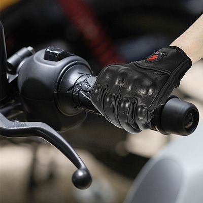 Unique Bargains Leather Cycling Riding Gloves Black 1 Pair L