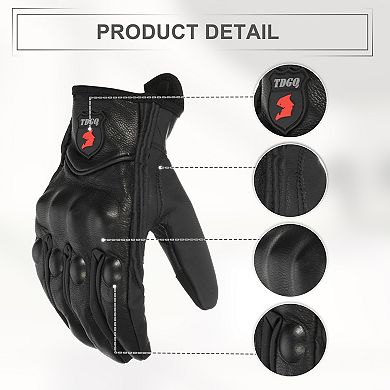 Riding Gloves Motorcycle Gloves Touchscreen Gloves For Men For Cycling Driving Leather Black L