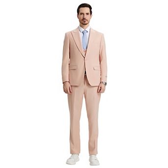 Men's Stacy Adams Hybrid-fit 3 pc Notch Lapel Suit Set, Jacket Vest And Pants