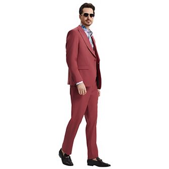 Men's Stacy Adams Hybrid-fit 3 pc Notch Lapel Suit Set, Jacket Vest And Pants