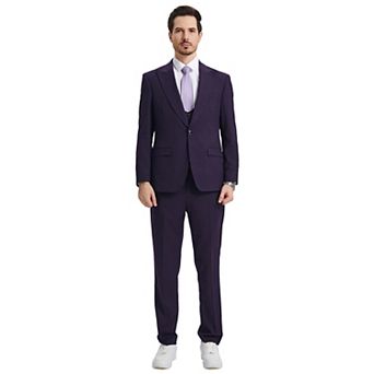 Men's Stacy Adams Hybrid-fit 3 pc Notch Lapel Suit Set, Jacket Vest And Pants