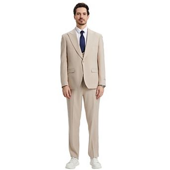 Men's Stacy Adams Hybrid-fit 3 pc Notch Lapel Suit Set, Jacket Vest And Pants