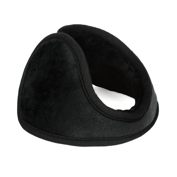 Unisex Fleece Ear Muffs – Winter Ear Warmers, Black, Behind The Head Band Style (One Size)