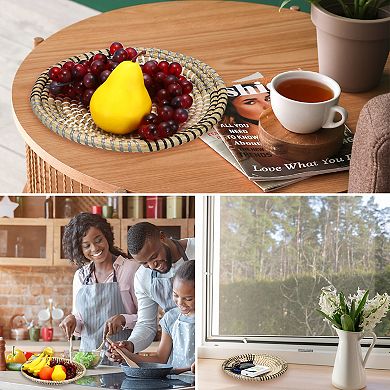 Baskets For Wall Decor, Bohemian Wall Basket Decor Set, Straw Hanging Decor, 4pcs