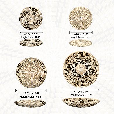 Baskets For Wall Decor, Bohemian Wall Basket Decor Set, Straw Hanging Decor, 4pcs