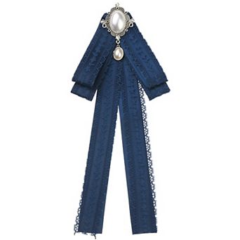 Women's Lace Pre-tied Bow Tie Retro Bowknot Pin Bowties Satin Brooch