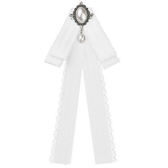 Women's Lace Pre-tied Bow Tie Retro Bowknot Pin Bowties Satin Brooch