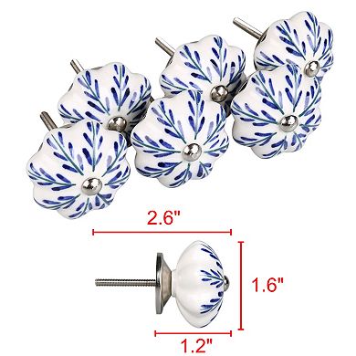 Household Hand Painted Ceramic Door Knobs Cabinet Drawer Pull Handles 6pcs