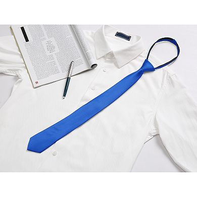 Men's Pretied Solid Color Zipper Neck Tie Adjustable Strap Skinny Tie