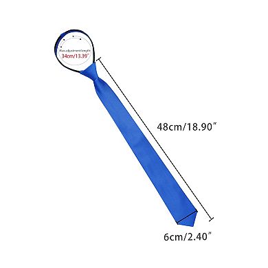 Men's Pretied Solid Color Zipper Neck Tie Adjustable Strap Skinny Tie
