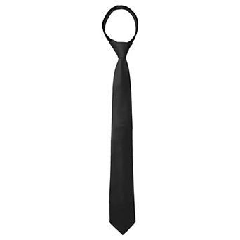 Men's Pretied Solid Color Zipper Neck Tie Adjustable Strap Skinny Tie