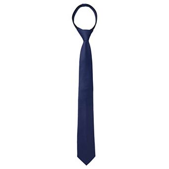 Men's Pretied Solid Color Zipper Neck Tie Adjustable Strap Skinny Tie