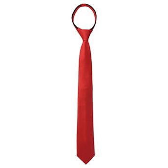 Men's Pretied Solid Color Zipper Neck Tie Adjustable Strap Skinny Tie