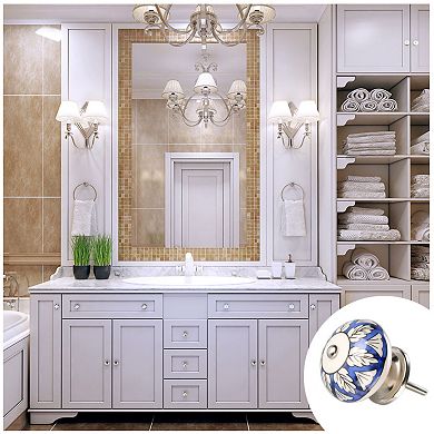 6pcs Household Hand Painted Ceramic Door Knobs Cabinet Drawer Pull Handles