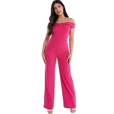 Quiz Women s Scuba Crepe Bardot Palazzo Jumpsuit