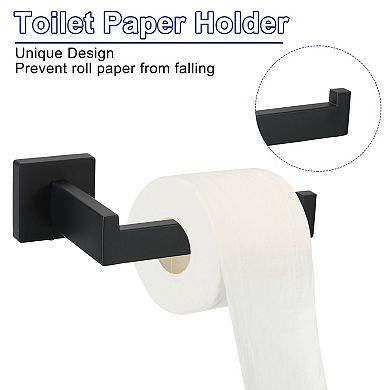 5pcs Bathroom Hardware Set, 15.7 Inch Towel Bar Set, Toilet Paper Holder, 2 Towel Hooks