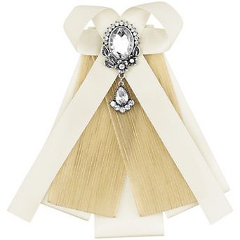 Women's Bow Brooch Rhinestoneand Pearl Ribbon Neck Tie Accessories Bow Tie