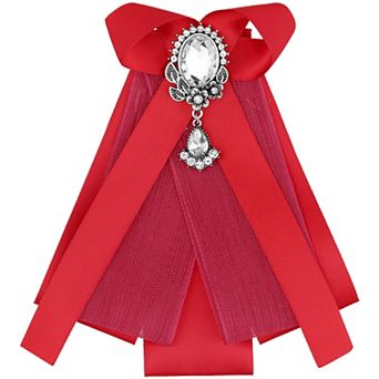 Women's Bow Brooch Rhinestoneand Pearl Ribbon Neck Tie Accessories Bow Tie