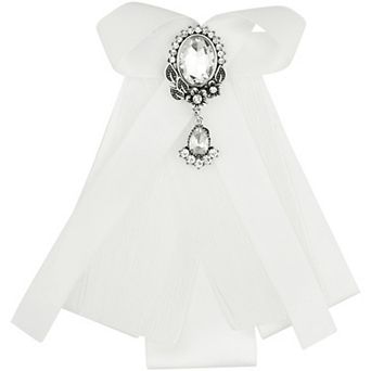 Women's Bow Brooch Rhinestoneand Pearl Ribbon Neck Tie Accessories Bow Tie