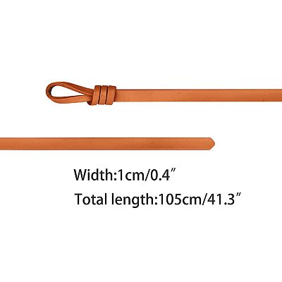 Women's Leather Skinny Belt For Dress Adjustable Knotted Thin Waist Belts  For Ladies