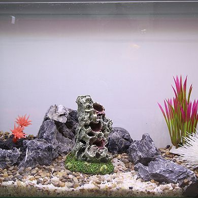 Aquarium Landscape Mountain Decoration Artificial Aquatic Terrariums Stone White Green 6.30" Height