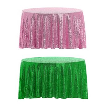 2 Pack Round Tablecloths, Polyester Sequin Table Covers For Dining Room Parties 47"x47"/71"x71"