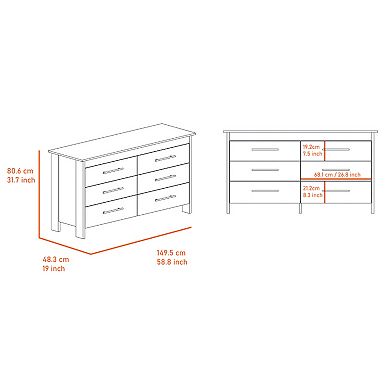 Luxor Six Drawer Double Dresser