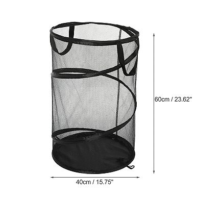 1 Pcs 30l Folding Laundry Basket Portable Hamper Basket For Bathroom Black 23.62"x15.75"